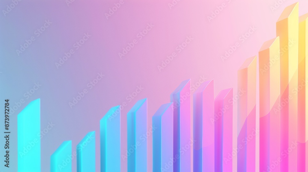 Realistic pastel gradient chart depicting continuous upward trend in visually pleasing hues