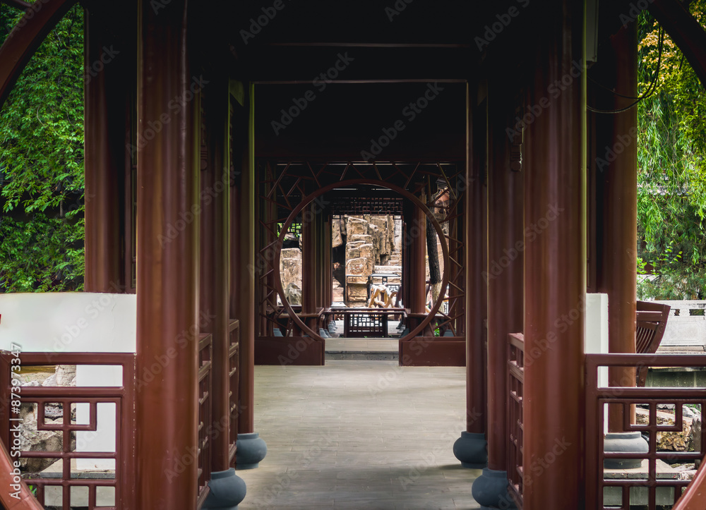 Beautiful scenery of the park on a rainy day, Changchun, China Beautiful scenery of the park on a rainy day, Changchun, China