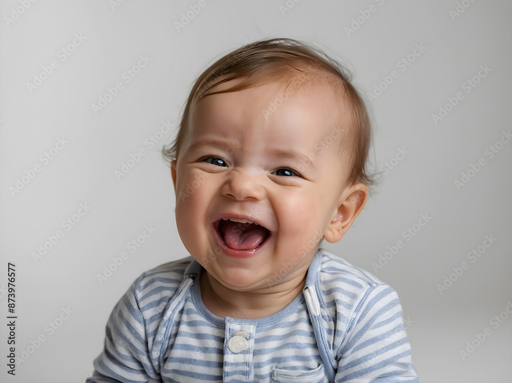 Portrait of a cute baby laughing, white background with copy space Portrait of a cute baby laughing, white background with copy space