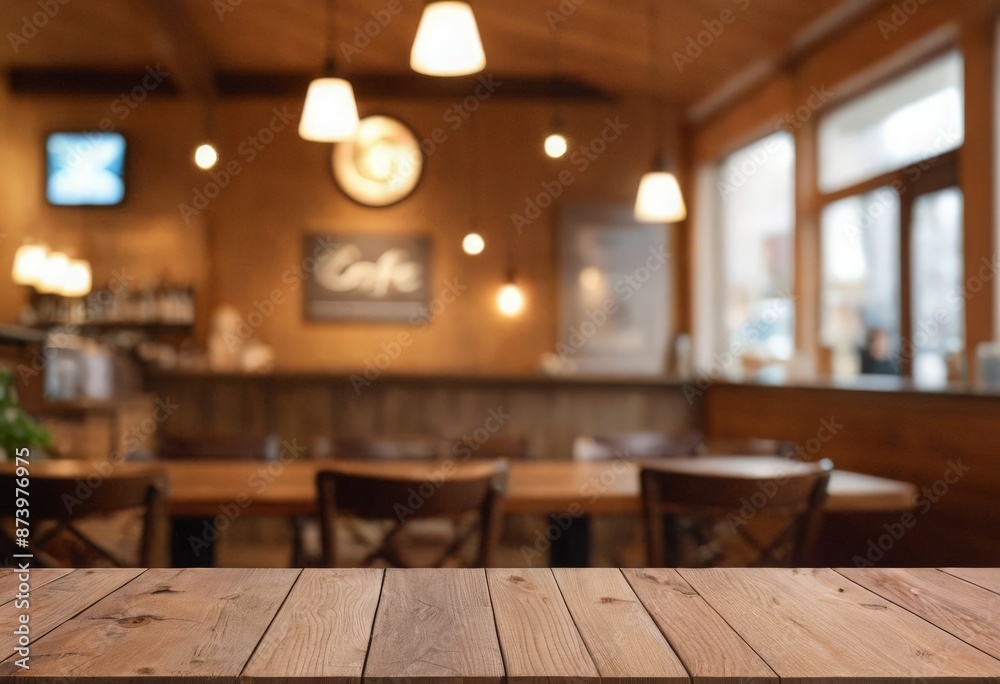 Wooden board empty table in front of blurred background  Mockup restaurants, Kitchen, sea beach, Nature