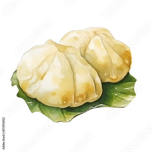 Watercolour illustration of British Food Clootie Dumpling on a White background.