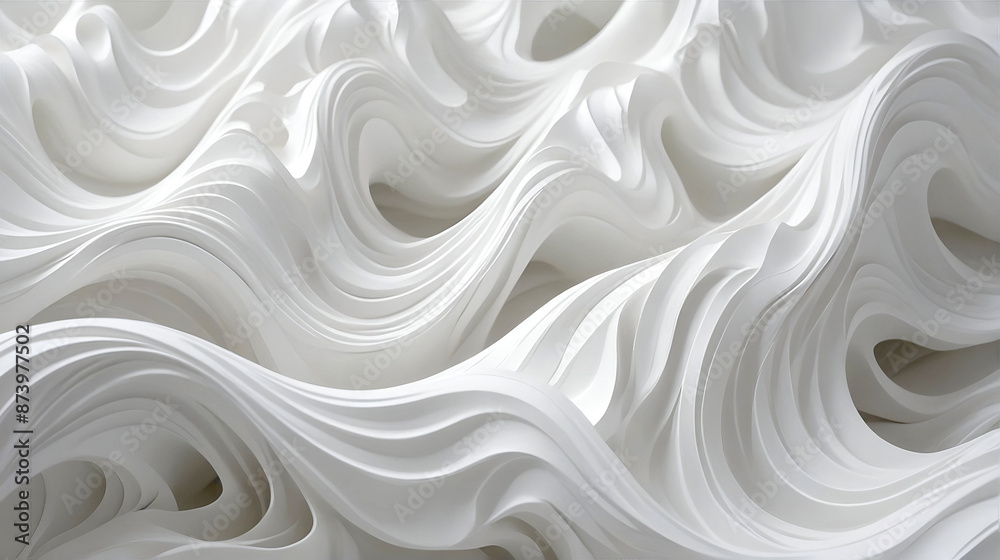 Fototapeta premium A white and gray wallpaper with a pattern of wavy lines