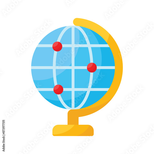 A spherical representation of Earth, showing continents, and countries, often used to symbolize global concepts or geography