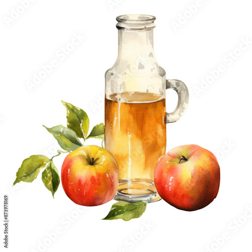 Watercolour illustration of British Food Somerset Cider on a White background.