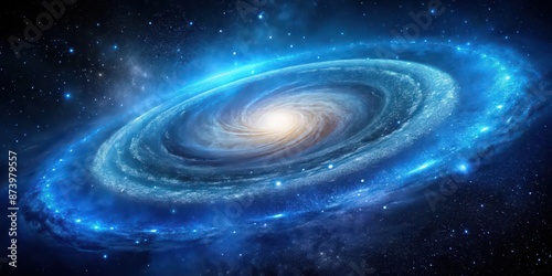 Blue spiral galaxy with bright stars and cosmic dust, astronomy, space, galaxy, spiral, blue, stars, cosmic, dust