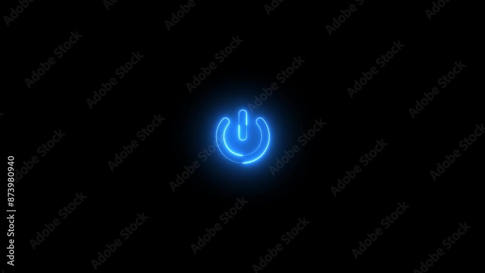 Neon glowing power button icon animation. Neon light power button turning on and off 4k video. neon Power Button icon on the black background. Neon glowing power button icon animation. Neon light power button turning on and off 4k video. neon Power Button icon on the black background.