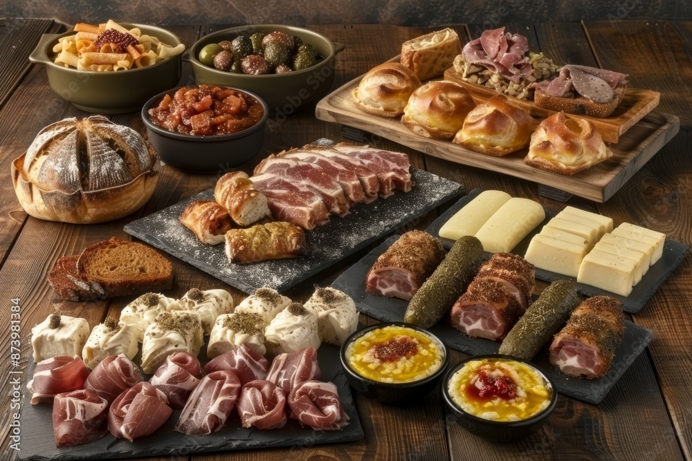 Lavish charcuterie spread with assorted meats, cheeses, and fruits for a gourmet appetizer Lavish charcuterie spread with assorted meats, cheeses, and fruits for a gourmet appetizer