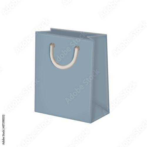 Shopping bags blue. 3d vector illustration