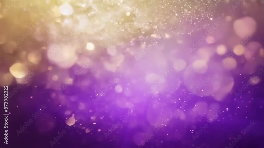 Enchanting purple and gold bokeh lights background