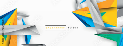 Minimal geometric abstract background. Low poly dynamic triangle design. Trendy techno business template for wallpaper, banner, background or landing