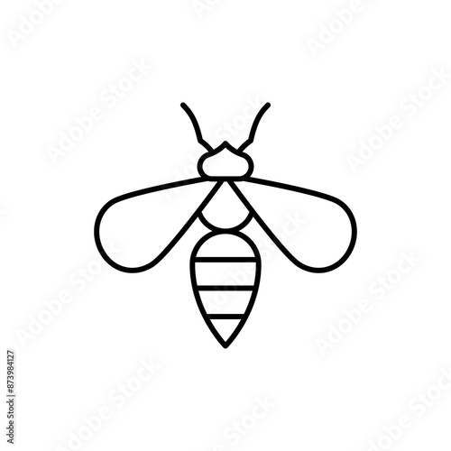 Worker bee, line icon. Honey production, beekeeping, apiculture concept. Linear illustration, editable strokes, minimalist symbol