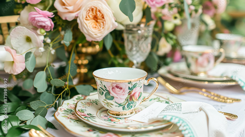 Delightful afternoon tea spread featuring a tiered cake stand brimming with cupcakes, scones, and sweet pastries, accompanied by a floral porcelain tea set Delightful afternoon tea spread featuring a tiered cake stand brimming with cupcakes, scones, and sweet pastries, accompanied by a floral porcelain tea set