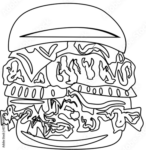 junk food coloring page illustration