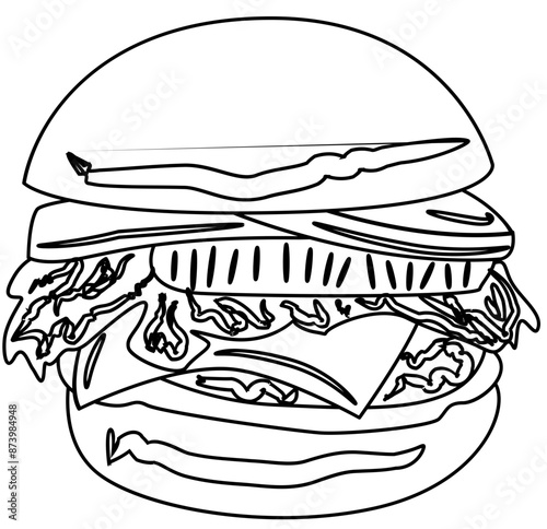 junk food coloring page illustration