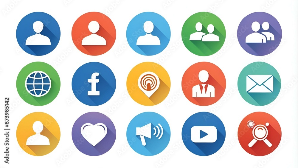 Icons for social networking vector illustration in flat Icons for social networking vector illustration in flat