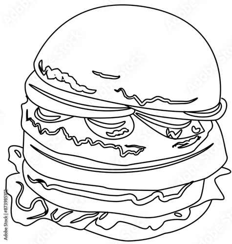 junk food coloring page illustration