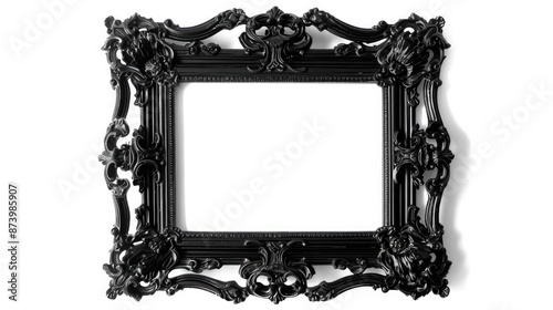 Black Frame. Old-Fashioned Elegant Baroque Design with Artistic Decorative Aesthetic