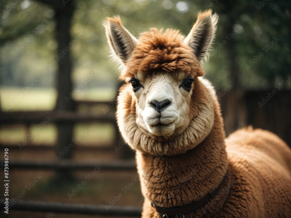 Obraz premium Curious Smiling Alpaca looking at camera