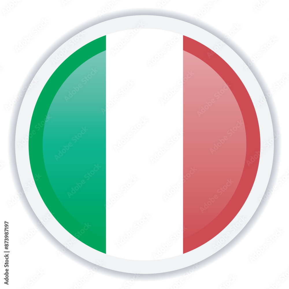 Italy flag icon. Circle icon with highlight overlay isolated on white background. Vector illustration, EPS10 Italy flag icon. Circle icon with highlight overlay isolated on white background. Vector illustration, EPS10