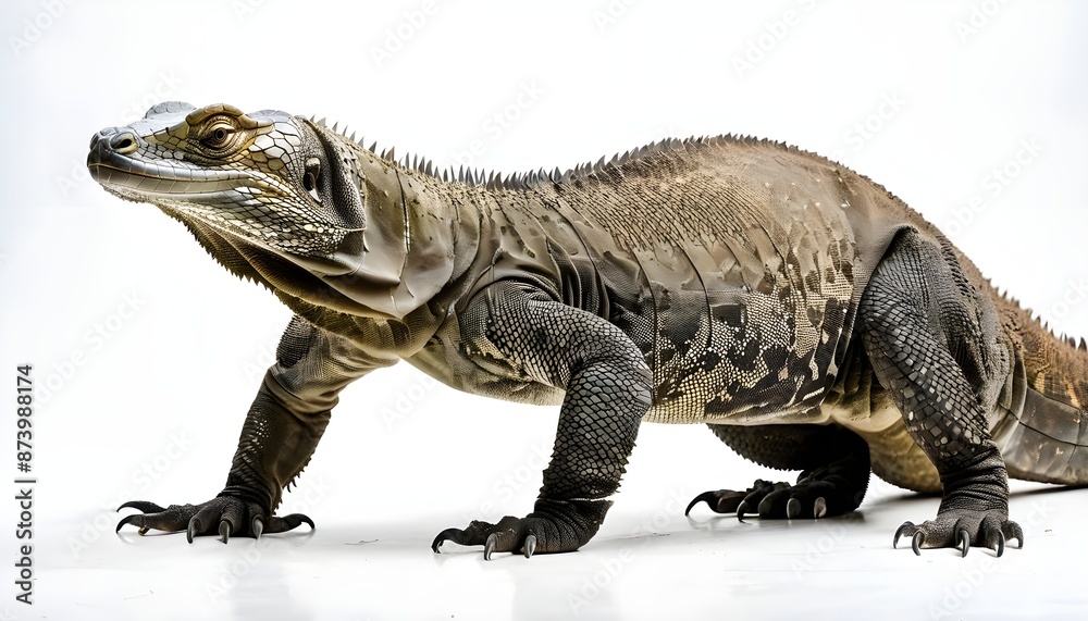 Komodo dragon isolated on white, animal in white background Komodo dragon isolated on white, animal in white background