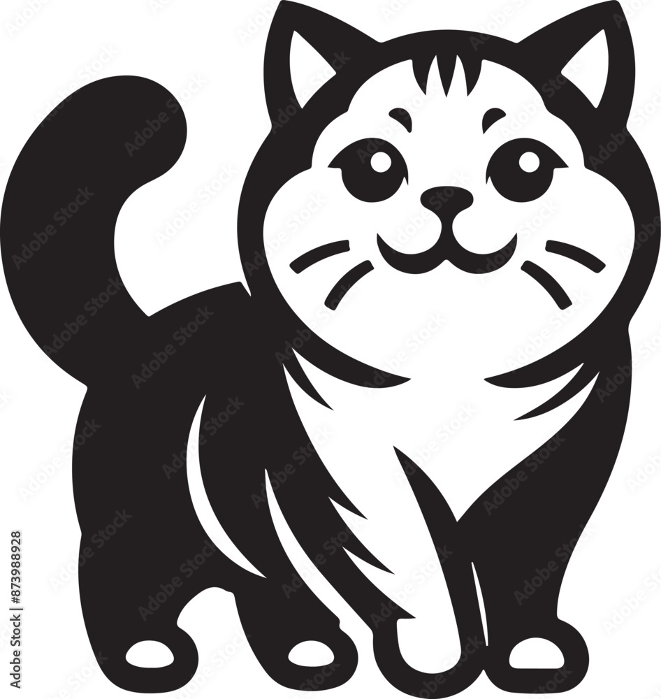 Obraz premium Cat Silhouette Vector Illustration. International Cat Day Silhouette Vector.