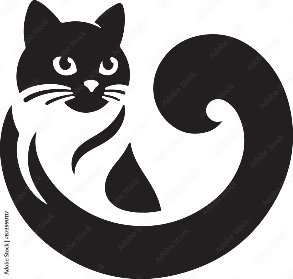 Cat Silhouette Vector Illustration. International Cat Day Silhouette Vector. Cat Silhouette Vector Illustration. International Cat Day Silhouette Vector.