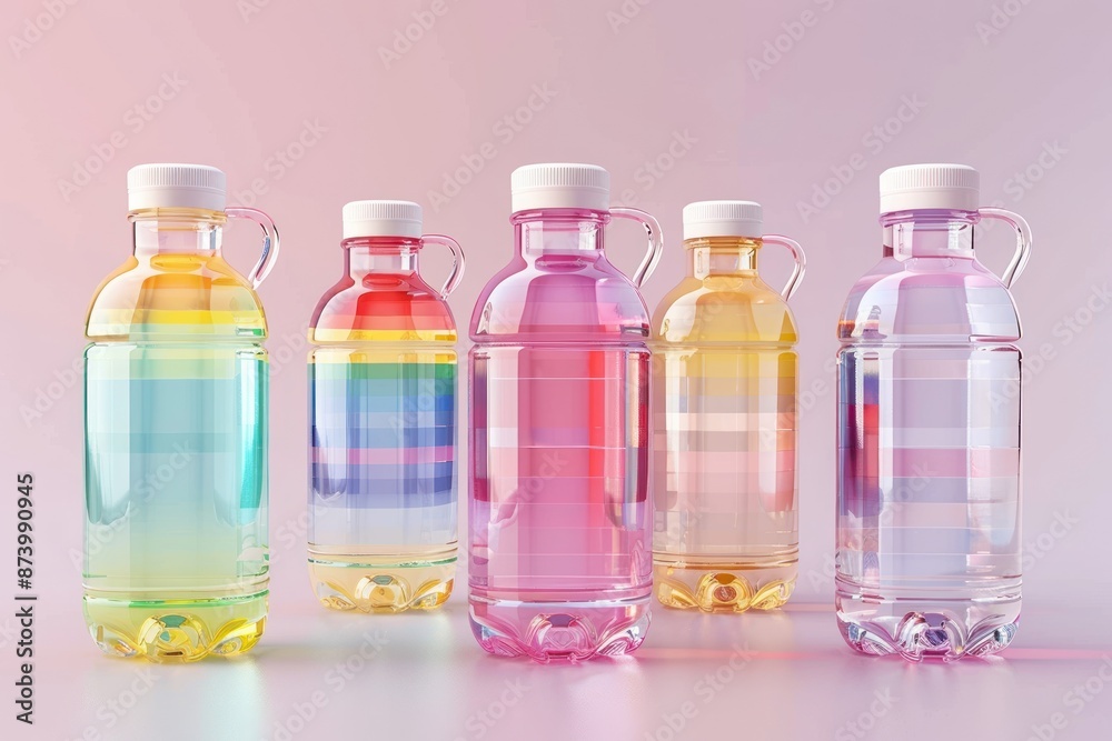 Rainbow-themed water bottles promoting hydration and pride, LGBTQ, visualizing acceptance and wellness Rainbow-themed water bottles promoting hydration and pride, LGBTQ, visualizing acceptance and wellness