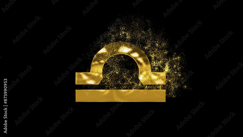 Golden zodiac sign Libra with gold particles, horoscope, alpha channel Golden zodiac sign Libra with gold particles, horoscope, alpha channel