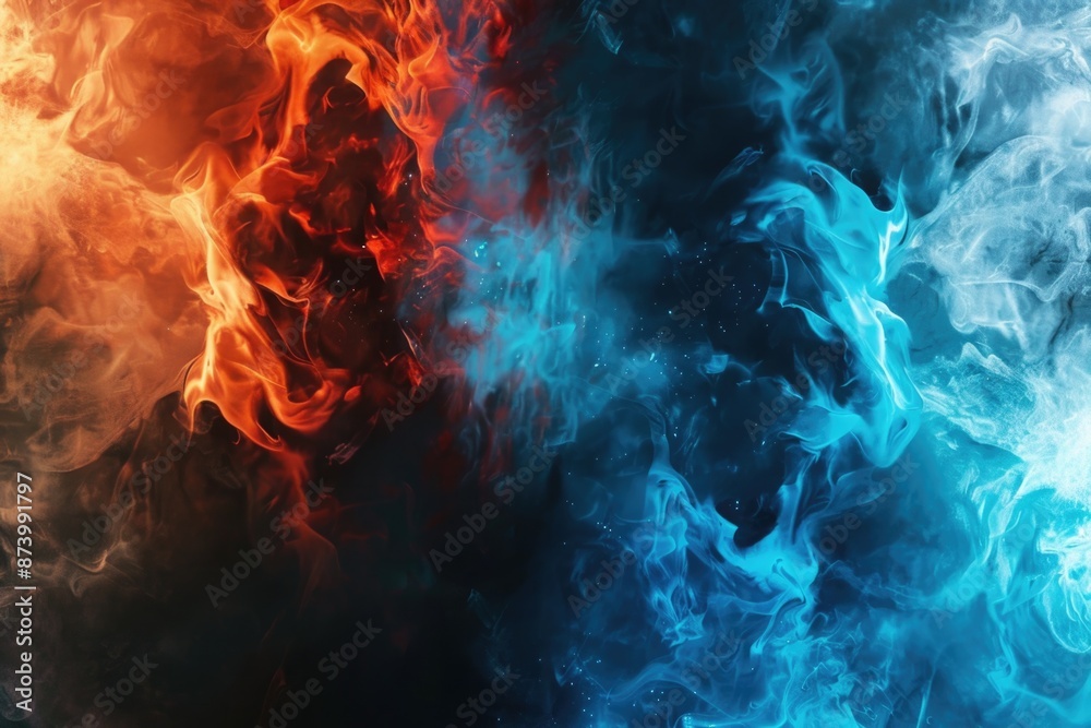 Fototapeta premium Blue Ice Abstract Texture Depicting Fire and Ice Battle in Space