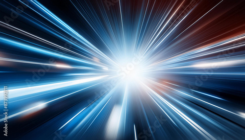 Dynamic hyperspace background with streaks of light creating warp tunnel effect. Futuristic lines. © hardvicore