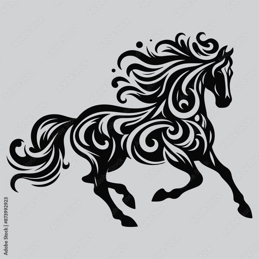 Beautiful Attractive Horse Vector art Silhouette with White Background Beautiful Attractive Horse Vector art Silhouette with White Background