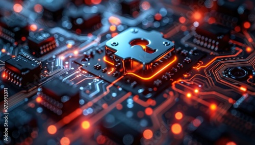 Cyber Security Symbol on Circuit Board