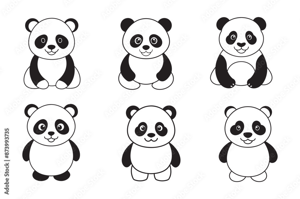 Black and White Cute Panda Vector Illustration. Black and White Cute Panda Vector Illustration.