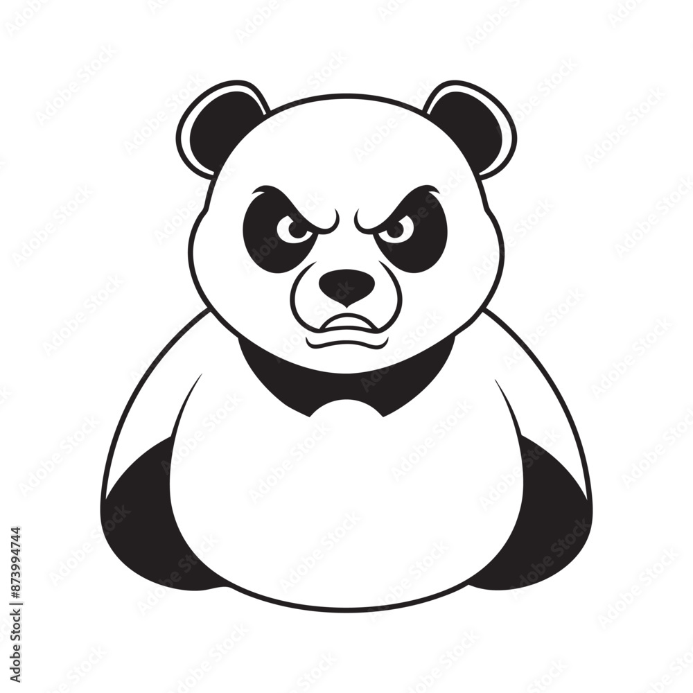 Obraz premium Black and White Angry Panda Vector Illustration.