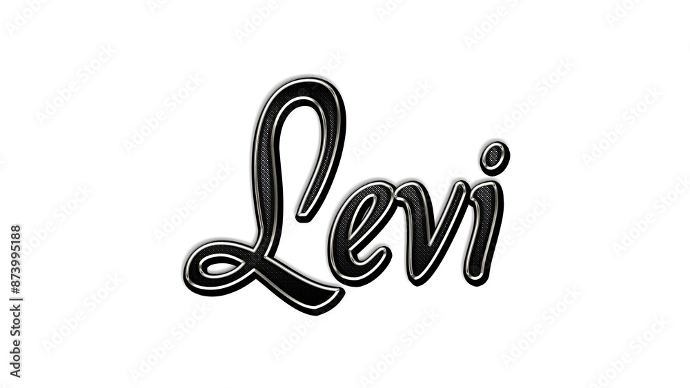 black metal 3d design of name Levi on white background. black metal 3d design of name Levi on white background.