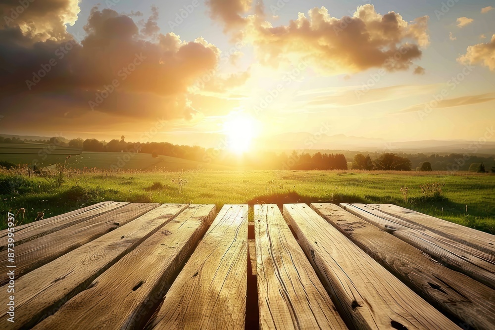 Wooden table background on a blur farm wood countryside landscape. Wooden table background on a blur farm wood countryside landscape.