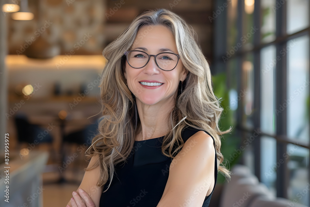 A professional headshot of a senior executive woman, smiling confidently, with a sophisticated office backdrop. A professional headshot of a senior executive woman, smiling confidently, with a sophisticated office backdrop.
