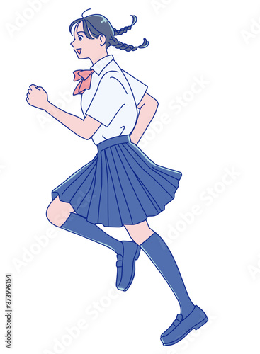 笑顔で走り出す女子学生