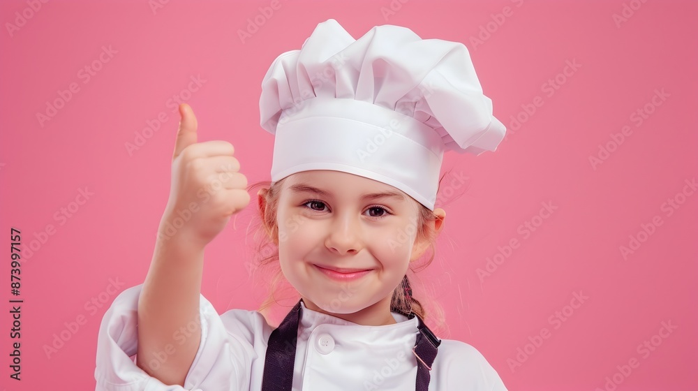 Smiling Professional Baker Giving Thumb-up Portrait on Pink Background Smiling Professional Baker Giving Thumb-up Portrait on Pink Background