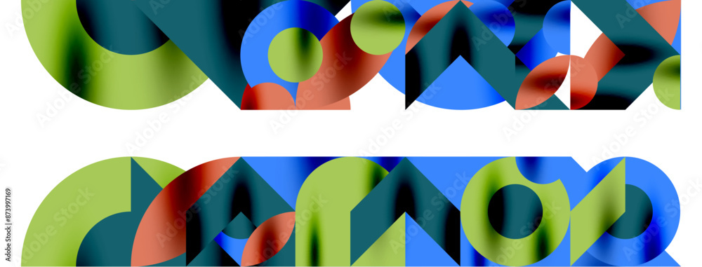 Metal color circles with shadows and other geometric elements composition for wallpaper, banner, background or landing Metal color circles with shadows and other geometric elements composition for wallpaper, banner, background or landing