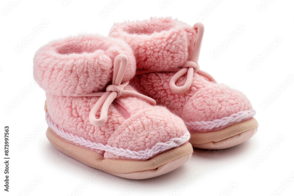Booties for Baby Girls. Pink Newborn Shoes Symbolizing Comfort and Style Booties for Baby Girls. Pink Newborn Shoes Symbolizing Comfort and Style