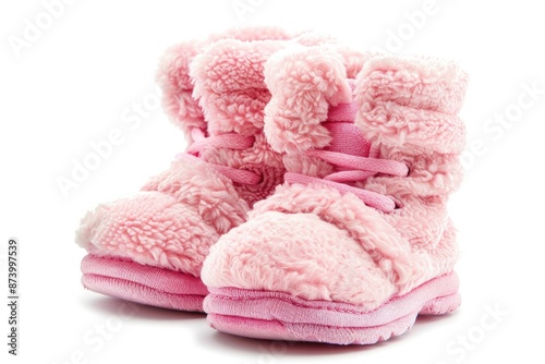 Booties. Baby Pink Shoes for Girls. Symbol of Newborn Clothing