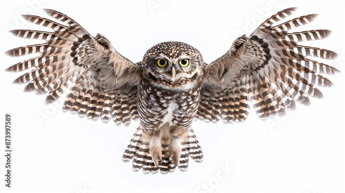 Little owl, Athene noctua, isolated on white background
