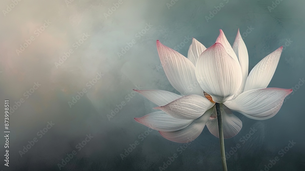 Fototapeta premium Fleur de lotus blanche sur fond de brume