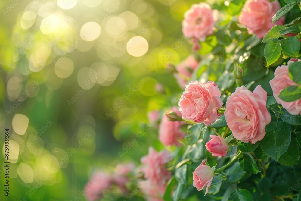 Obraz premium Pink roses in the garden outdoors blossom nature.