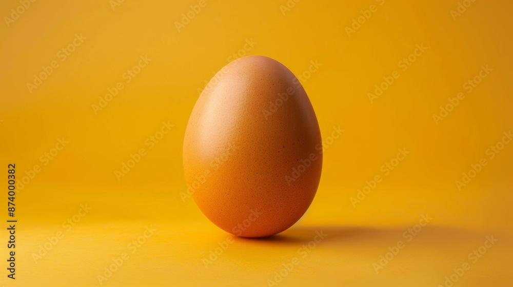 Single brown egg on a yellow background Single brown egg on a yellow background