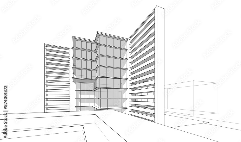 Fototapeta premium architectural drawing 3d