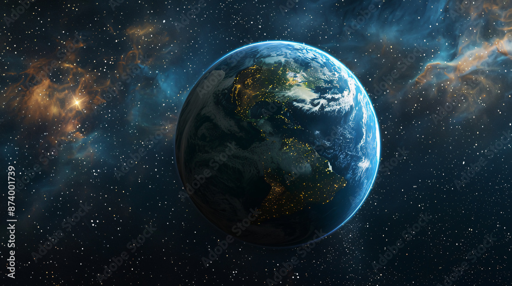 Fototapeta premium 3D rendering of a beautiful space planet.