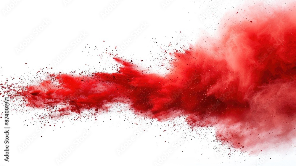 Red powder burst on white backdrop Red powder burst on white backdrop
