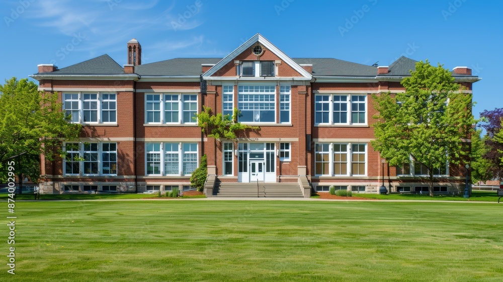 School building.View of typical American school building exterior School building.View of typical American school building exterior
